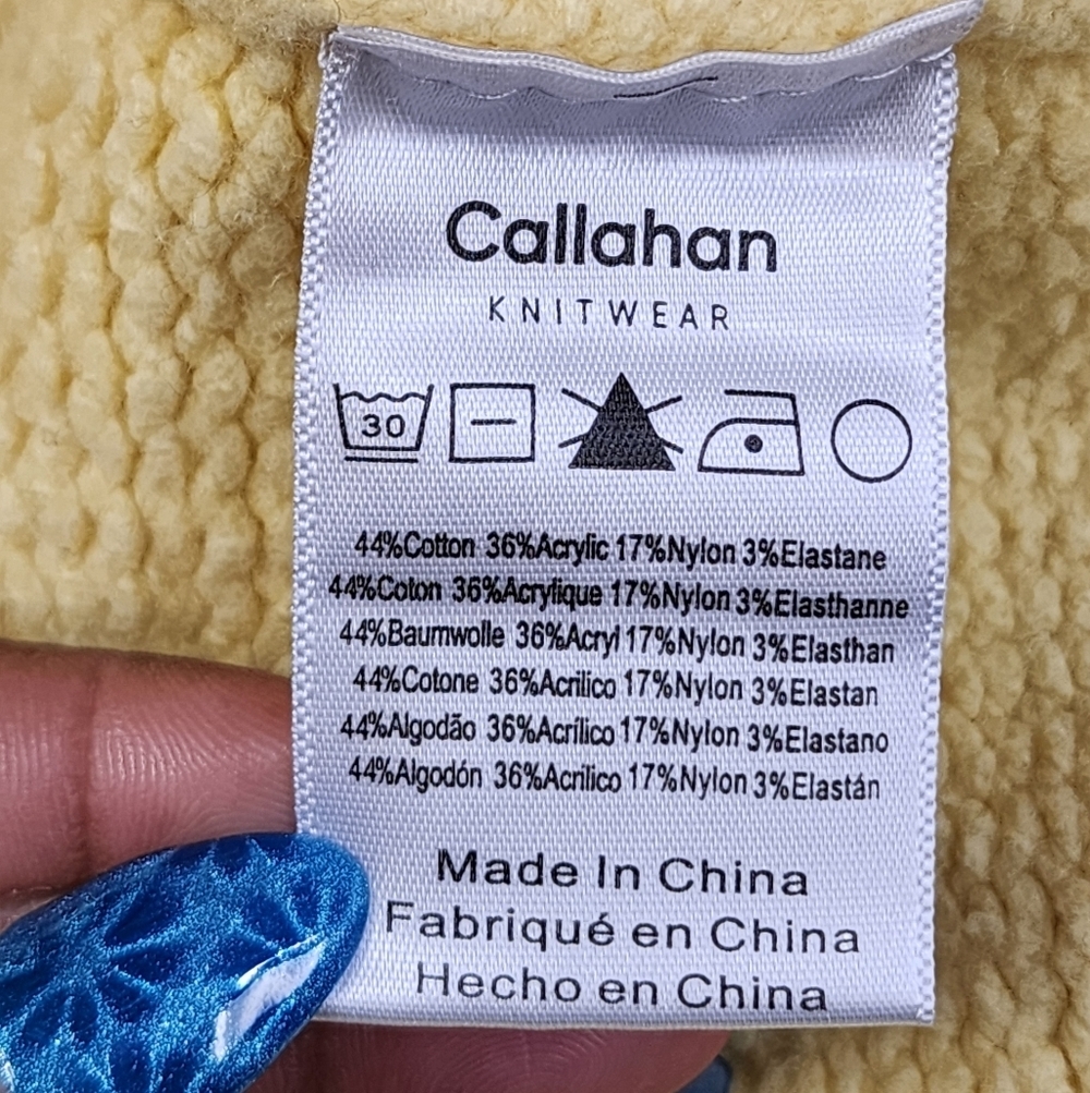 Callahan Shawl Collar Toggle Cardigan Yellow Chunky Knit Sweater Size 1X - Picture 9 of 13